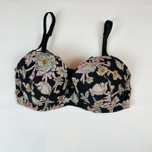 NWOT Victoria's Secret Bra 32DD Dream Angels Lined Demi Black Floral